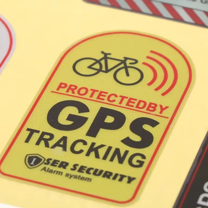 GPS Tracking Alarm Sticker MTB Road Bike Scooter Motorcycle Anti-Theft Decal Warning Reflective Paster for Bicycle Accessories