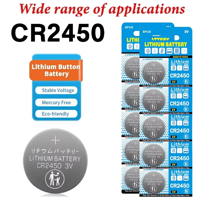 

Button battery CR2450 3V 550mAh lithium battery suitable for car keys, toys, watches, calculators, LED light remote controls