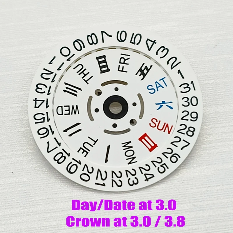 

NH35 NH36 Movement Wheel Dial Fits NH35 NH36 Japan Automatic Movement Crown at 3.0 or 3.8 oclock Kanji Date Week Wheel