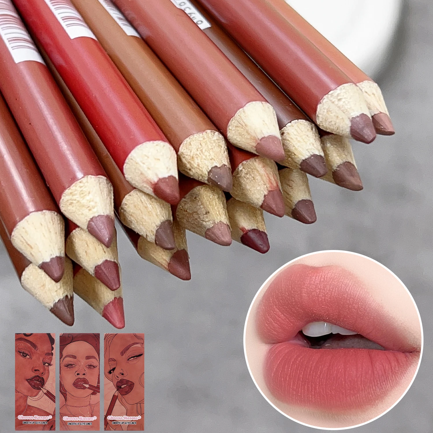 6 Colors Natural Brown Lip Liner Pen Matte Waterproof Contour Tint Lipstick Velvet Smooth Non-stick Lips Pencil Makeup Comestic