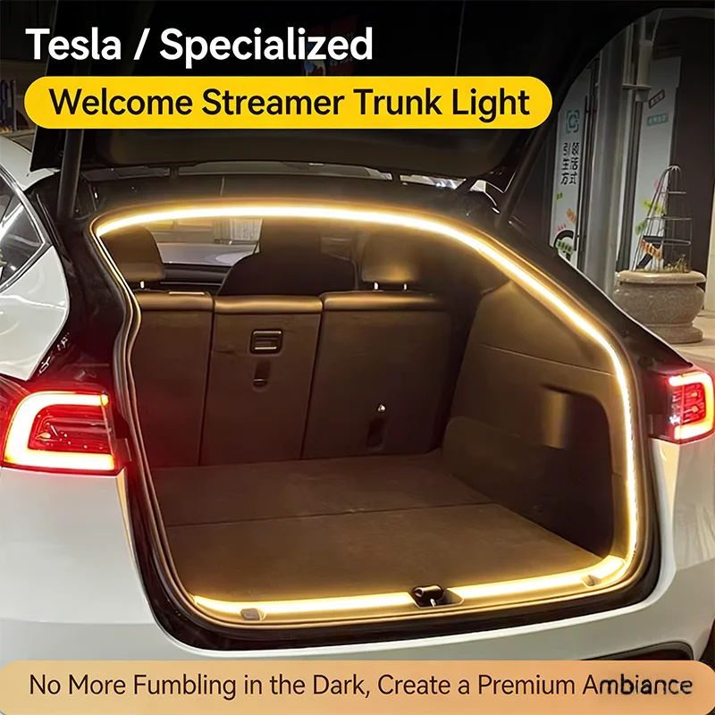 

For Tesla Model 3 Y Cybertruck etc. Rear Trunk LED Light Bar White Warm White Car Modified Atmosphere Lamp Trunk Lighting Strip