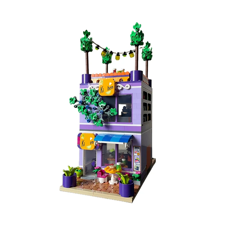 도시 스트리트 뷰 모델 MOC 빌딩 벽돌 커뮤니티 주방 모듈형 기술 선물 휴일 조립 어린이 장난감 정장