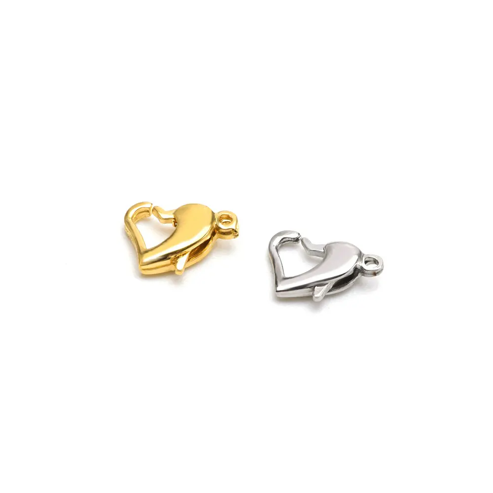 5Pcs Stainless Steel Heart Ring Clasps Hooks Connectors for DIY Necklace Bracelet Jewelry Making Findings