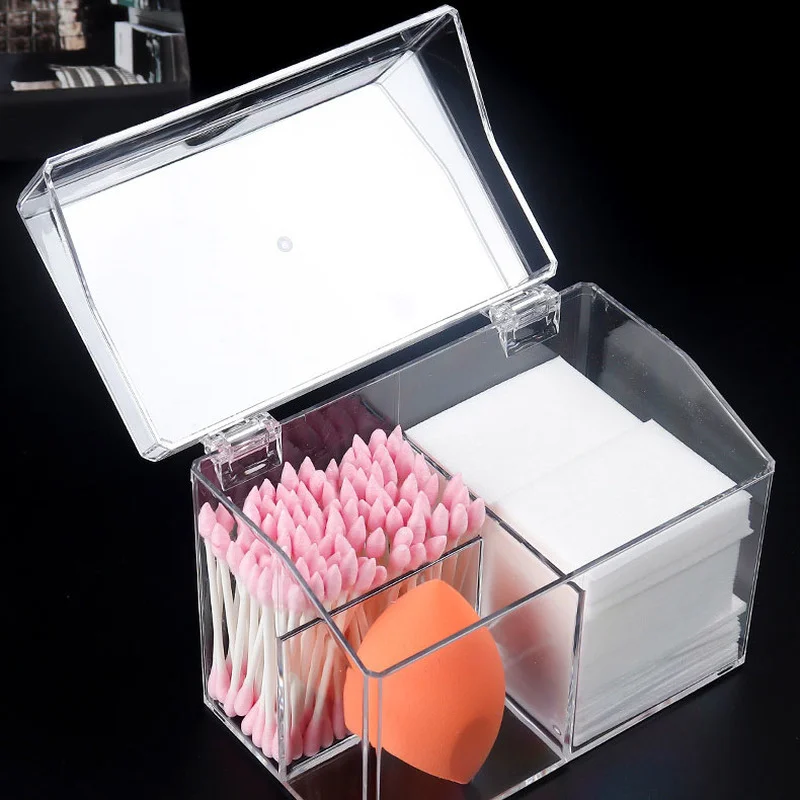 Acrylic Cotton Swab Storage Holder Box Portable Transparent Makeup Medicine Cotton Pad Cosmetic Container Jewelry Organizer Case