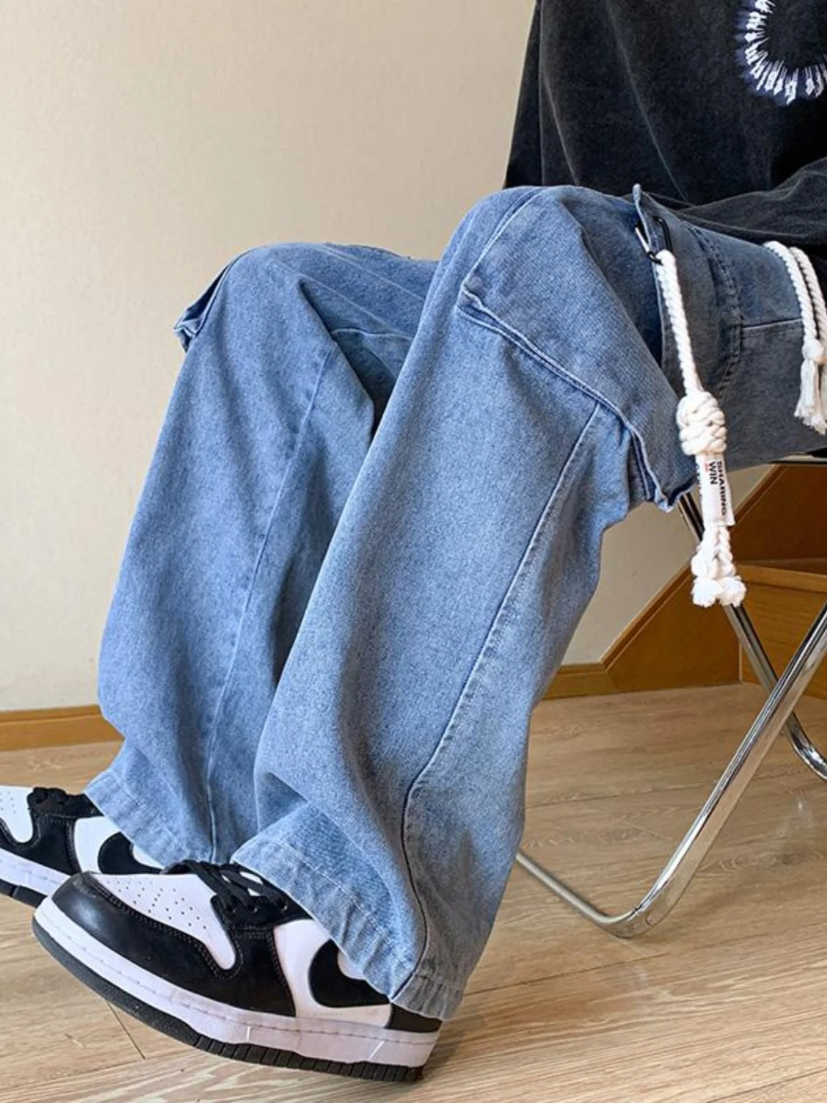 

Мужские джинсы в стиле ретро, американские, из денима, весна-осень, модные, брендовые, Haome, рабочие, свободные, широкие брюки