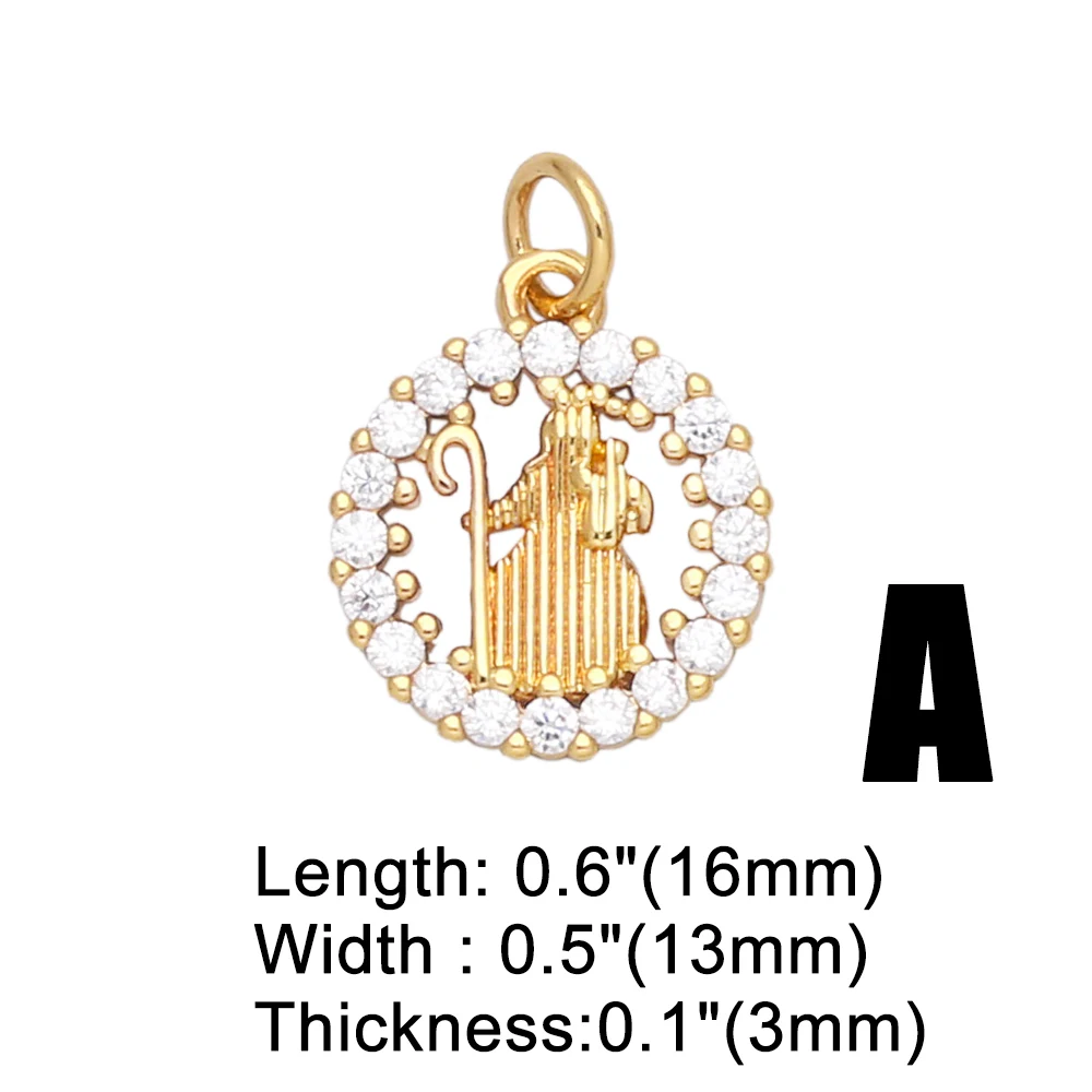 OCESRIO Virgin Mary Charms for Necklace Earrings Gold Plated Copper CZ Cross FE Handmade Jewelry Making Supplies DIY chma151