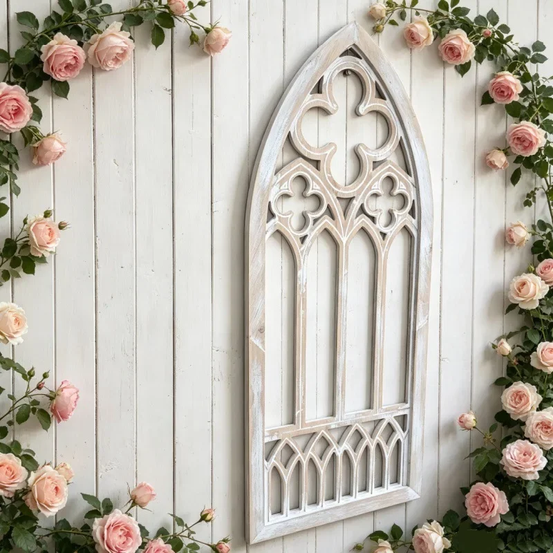 Foreign trade cross-border bestseller: solid wood French-style wall hanging Baroque fake window homestay balcony living