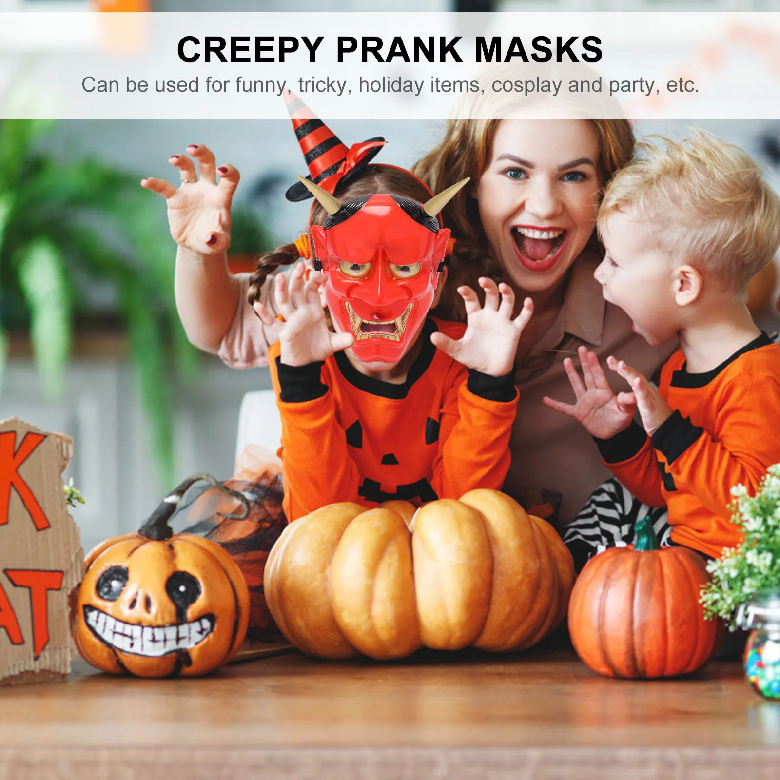 

2 Pcs Decorations Wisdom Mask Halloween Scary Masks for Demon Dance Red Plastic