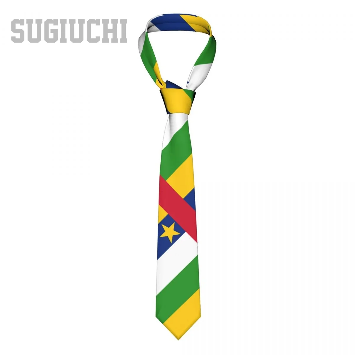 Central African Republic Flag Emblem Men Women Neck Ties Casual Plaid Tie Suits Slim Wedding Party Business Necktie Gravatas