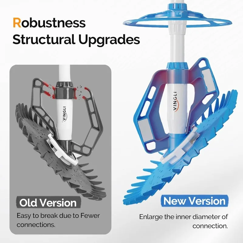 VINGLI Pool Vacuum Cleaner Automatic Sweeper Swimming Pool Creepy Crawler Vacuum with 33FT Hoses (Light Blue&White)