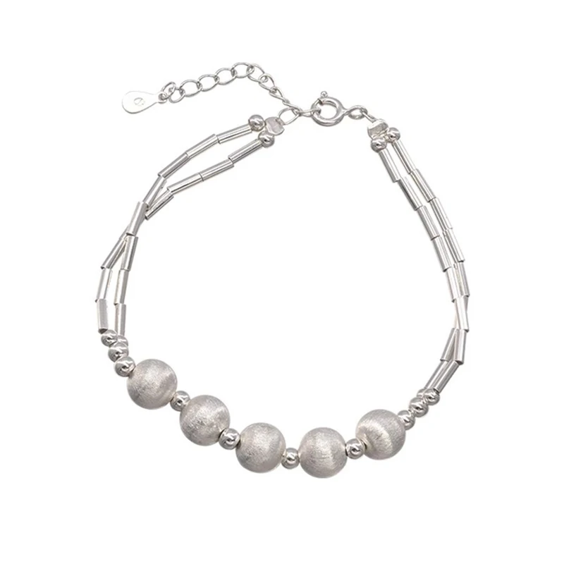 Foxanry Silver Color Scrub Ball Geometric Bracelet For Women Girls New Fashion Simple Elegant Personality Birthday Jewelry Gifts