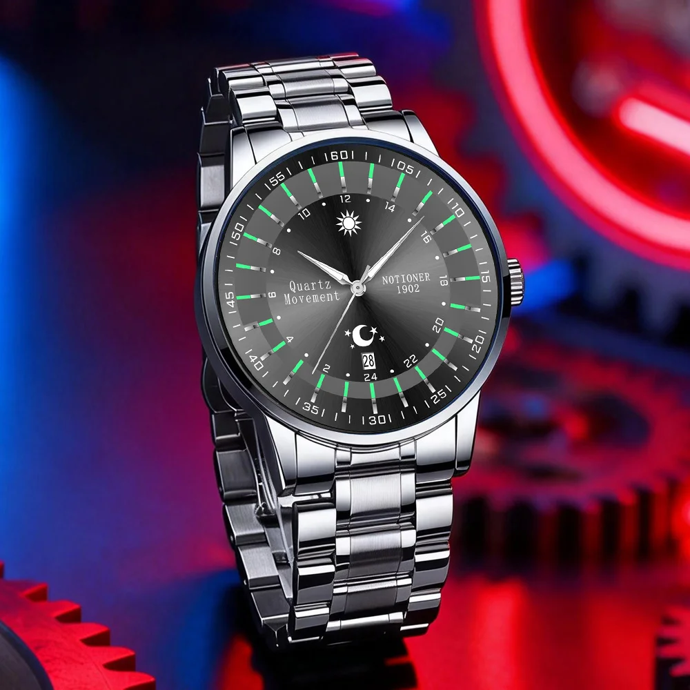 Luxury Men's Quartz Watch with Date Function, Gift Box
