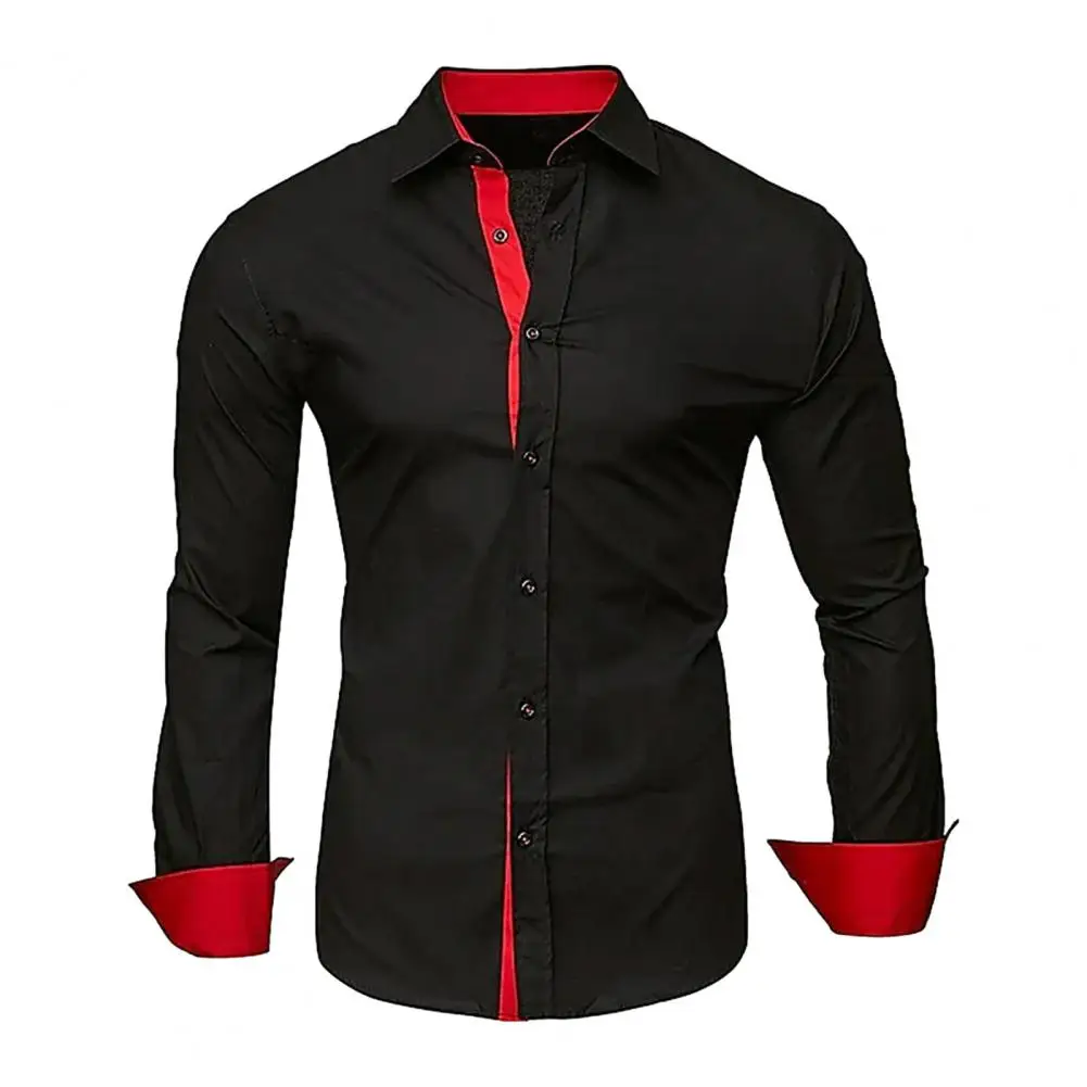 

Men Daily Shirt Men Slim Fit Shirt Men's Turn-down Collar Long Sleeve Cardigan Shirt Formal Business Style Slim Fit Color