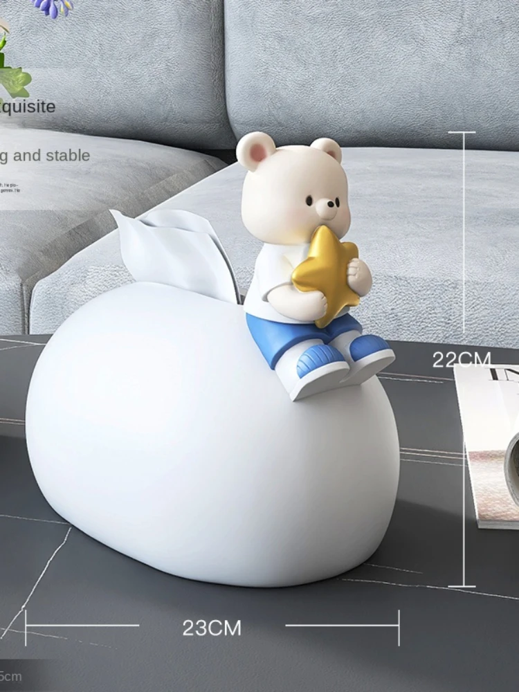 XK Cute Bear Living Room Coffee Table Tissue Box Bedroom Desktop Simple Home Paper Extraction Box