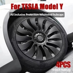 4PCS For Tesla Model Y 2023 Wheel Hubcap 19Inch Hub Cap Performance Replacement Right & Left Hubcap Full Rim Cover Accessories