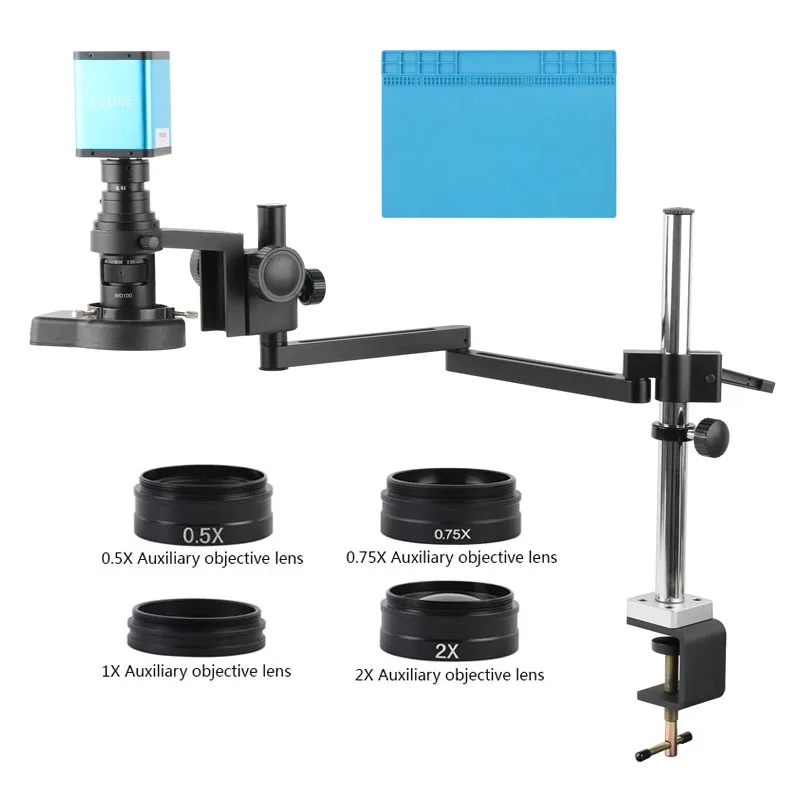 1080P 60FPS SONY IMX385 HDMI Video Microscope Camera 200X C Mount Lens 0.5X 0.75X 1X 2X Barlow For BGA PCB SMD SMT Repair