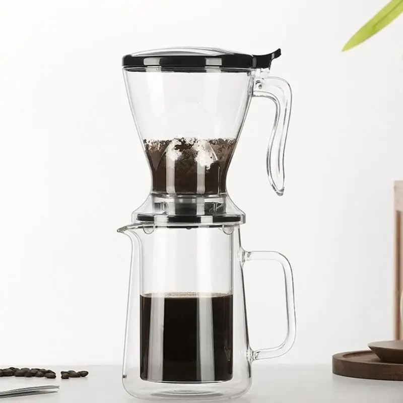 Innovative Filter Coffee Maker 650ML Heat Resistant Drips Filter Cup And Glass Carafe Perfect For Family Gatherings J0MC