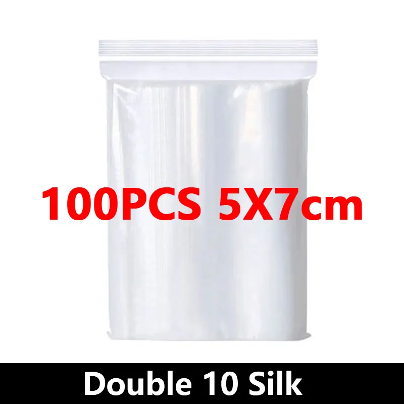 100Pcs Thicken Zipper Sealed Bags Clear Plastic Storage Bag for Small Jewelry Food Packing Reclosable Ziplock Sealing Bags image 3