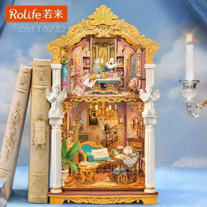 New Rolife Dreamy Maiden Mansion DIY Miniature Dollhouse Bookend 3D Assembly Lights Model Toy Building Blocks Decoration Gift