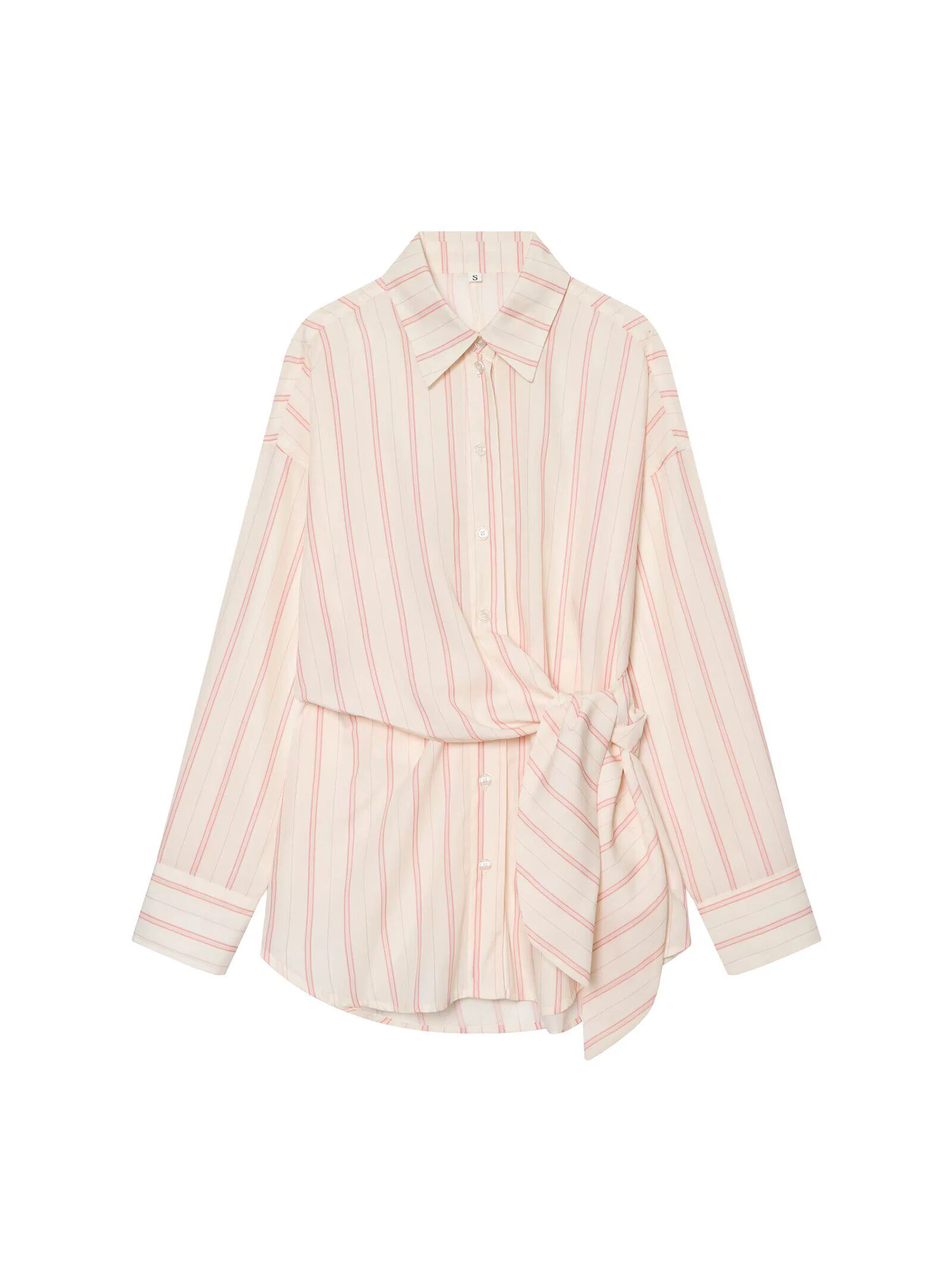 

Women's Apricot Striped Blouses and Shirts Korean Style Casual Y2k Vintage Fashion Blouse Long Sleeve Polo-Neck Long Shirt 2026