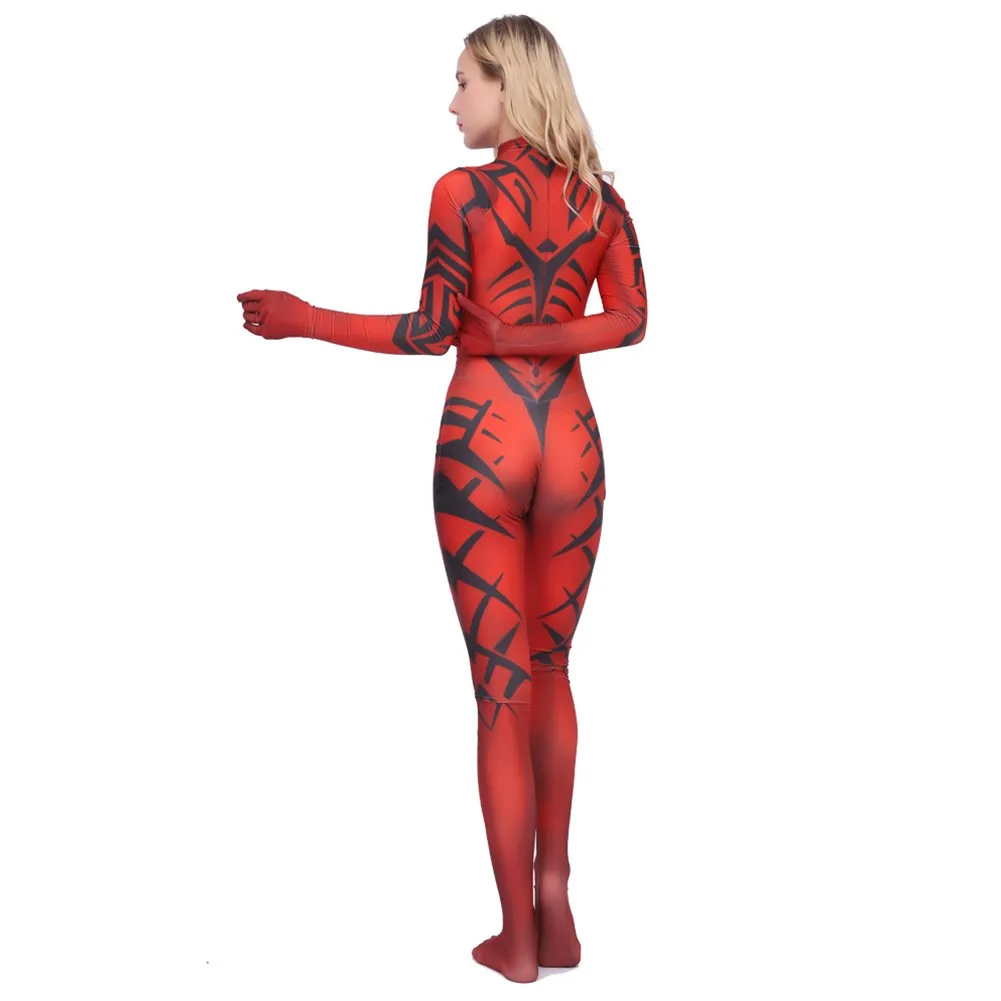 Darth Talon Cosplay Jumpsuits Kostuum Film Ruimte Strijd Roleplay Outfits Rode Bodysuit Kleding Vrouwelijke Halloween Feestpakken