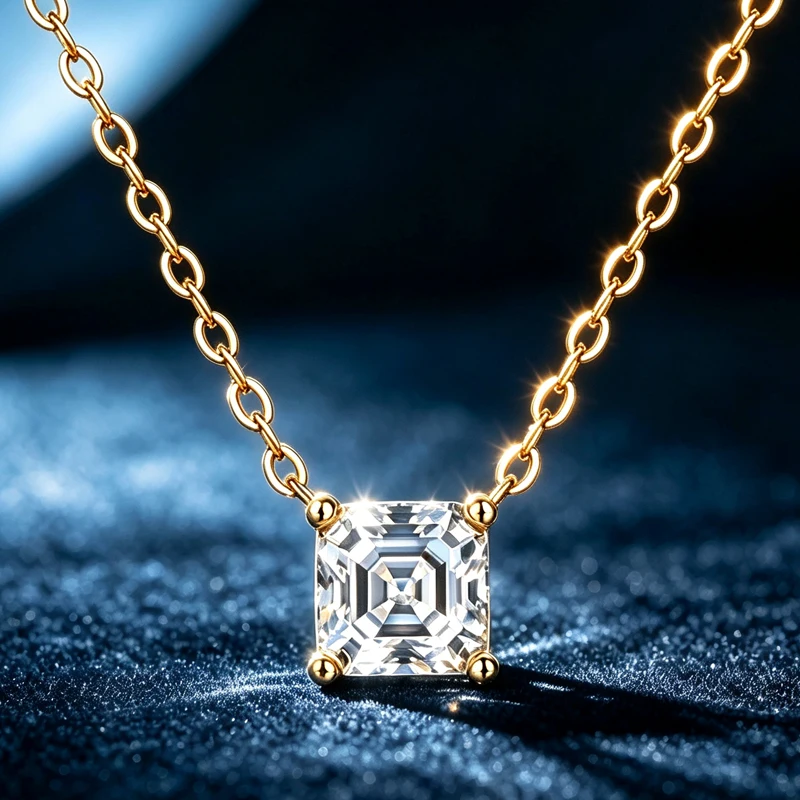925 Silber Moissanit-Halskette, Marquise-Schliff, klassischer Anhänger, eleganter Schmuck, geeignet als Hochzeitsgeschenk für Frauen – Detail 9