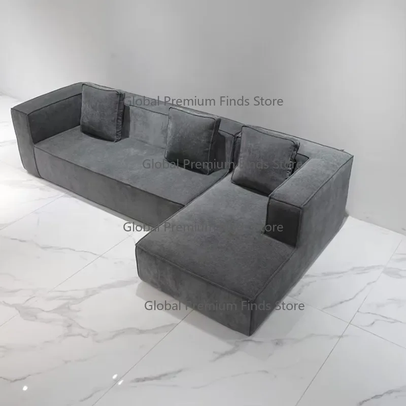 Modern Design Dark Grey Foam Sofa Set High Density Fabric Compression Vacuum Compress for Villa Apartment School Hospital Mall 4