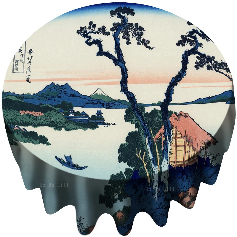 

Hokusai 36 Views Fuji Suwa Lake Woodblock Japan Ukiyo E Tablecloth By Ho Me Lili For Tabletop Decor