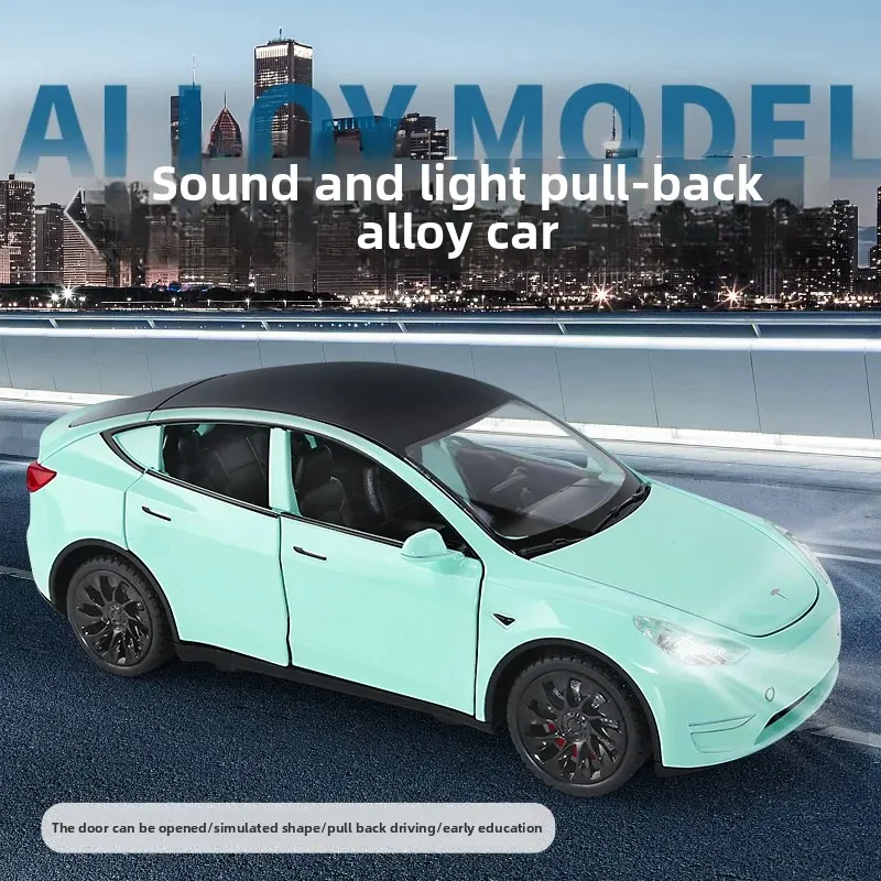 1:24 Model Y Hoge Simulatie Diecast Metaallegering Model Auto Geluid Licht Trek Collectie Kinderen Speelgoed Geschenken C327