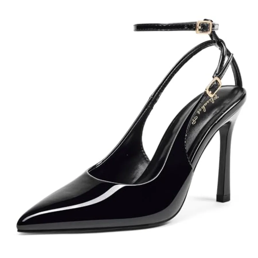 

Elisabet Tang Cute Women's cm Double Adjustable Ankle Strap Heeled Pumps, Sexy 4Inch Pointed Toe Slingback Stiletto Heels for E