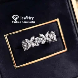 CC Rings For Women Girl Flower Design Silver Color Wedding Engagement Accessories White Gold Plated Fashion Jewelry CC3118