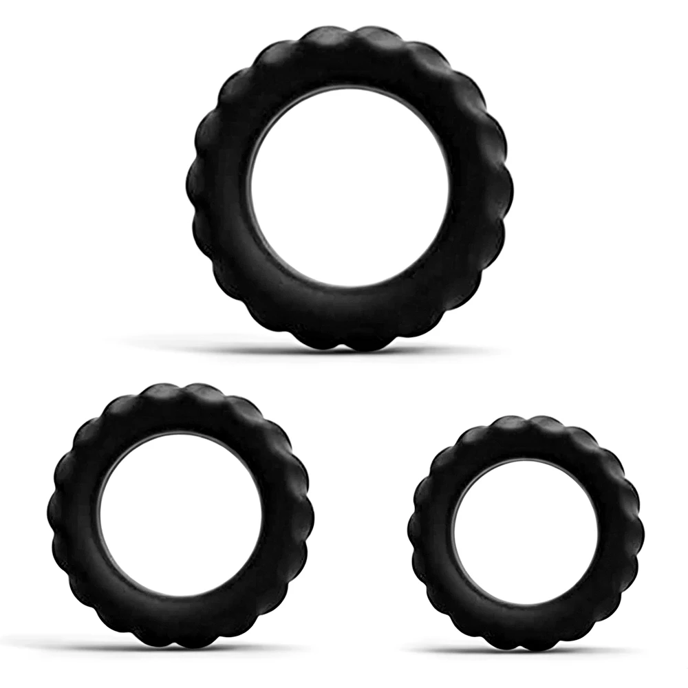 3Pcs Set Silicone Cock Rings Tire Shaped Penis Rings for Men Delay Correction Male Pleasure & Stamina Trainer