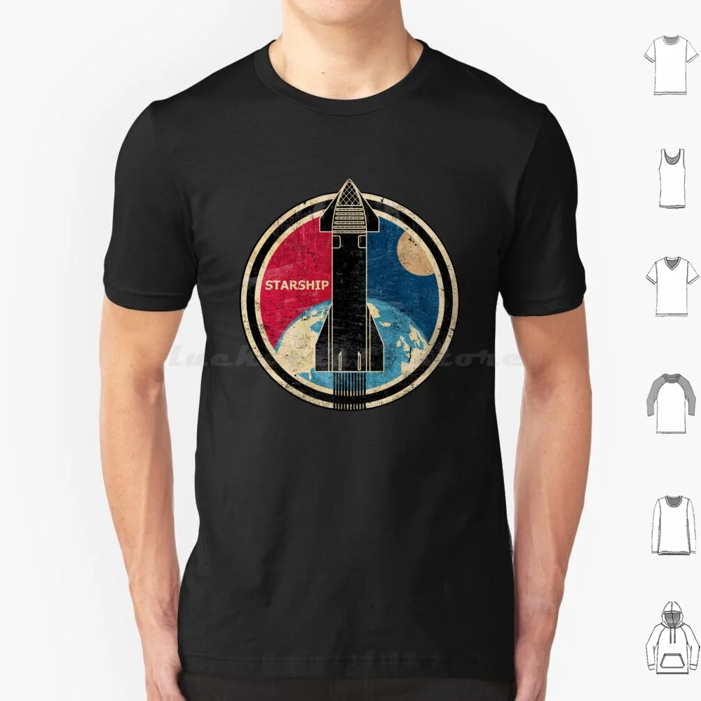 

Spacex : Starship Badge T Shirt Cotton Men Women DIY Print Starship Exploration Space Vintage Launch Vehicle Rocket Spacex Crew