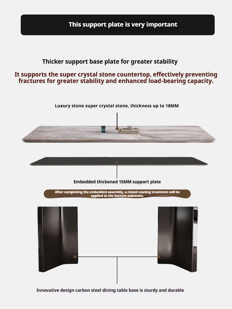 Tavolo da pranzo moderno in stile italiano Set Tavolo di lusso in pietra super cristallo con piano in marmo naturale, tavolo da pranzo rettangolare personalizzato