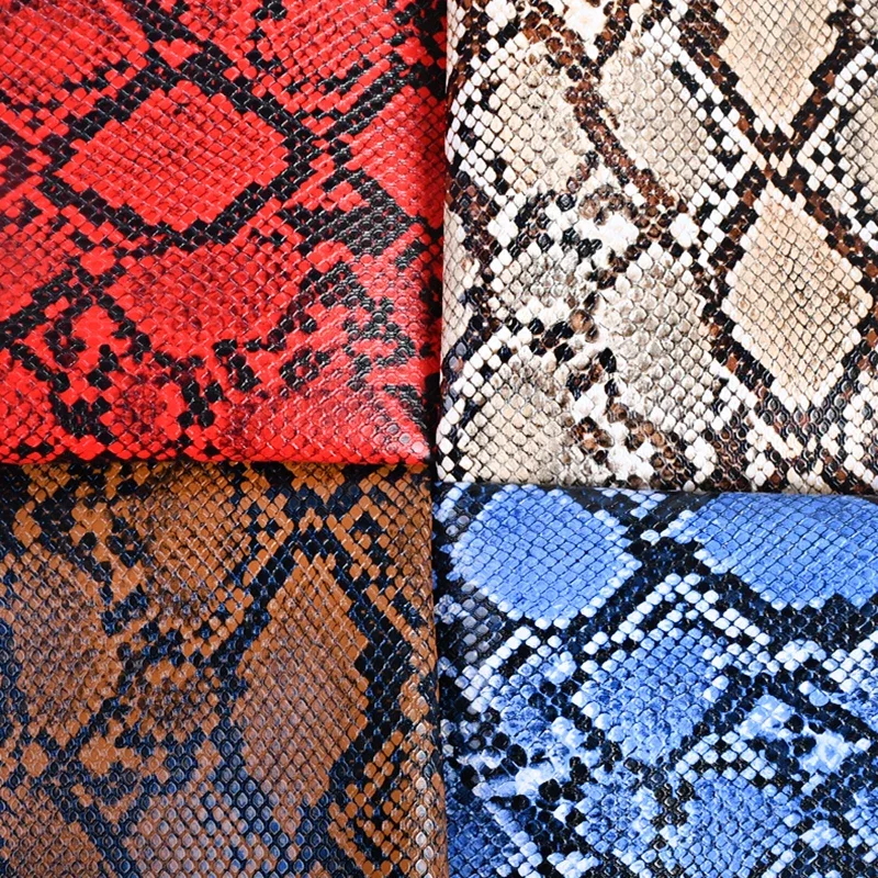 Snake Faux PU Leather per borse da cucito copridivano abbigliamento tessuto da tappezzeria Patchwork fai da te pelle sintetica Tissu 100 x138cm