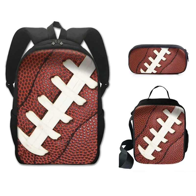 

New American Football Series Backpack Trendy Casual Student Backpack Lunch Bag Pencil Case Three-Piece Suit