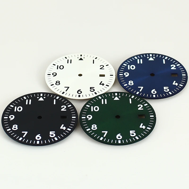 33,8 мм C3 Светящийся одинарный циферблат даты Черный Синий Зеленый циферблат часов Аксессуар Подходит для механизма NH35 NH35A NH36 Mod Pilot Style