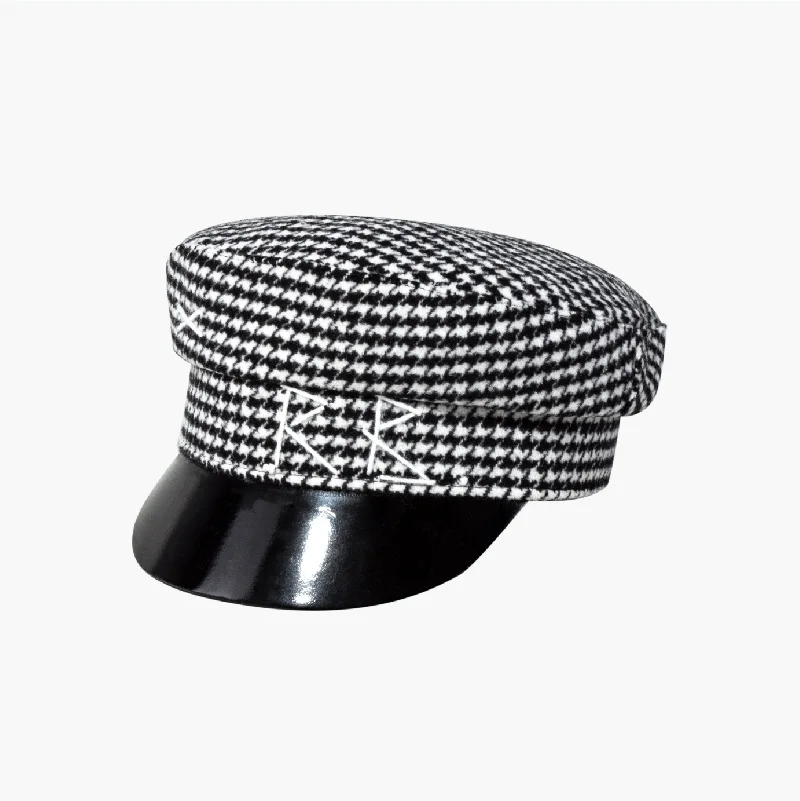 Brand Designer Fashion Autumn winter Wool  Caps Women Newsboy Caps Plaid Patachwork Cap