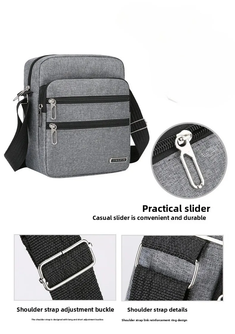 Men's Shoulder Bag Business Leisure Large Capacity Portable Handbag Zipper Multi Layer Waterproof Summer Male's Crossbody Bags