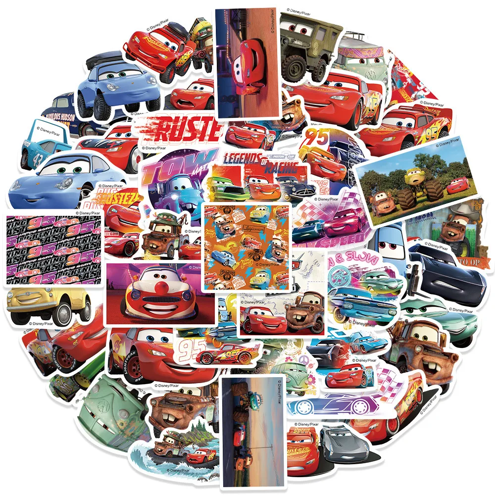 50 Pcs Disney Cars Cartoon Waterproof Sticker Anime Periphery DIY Graffiti Notebook Car Helmet Refrigerator Decoration Sticker