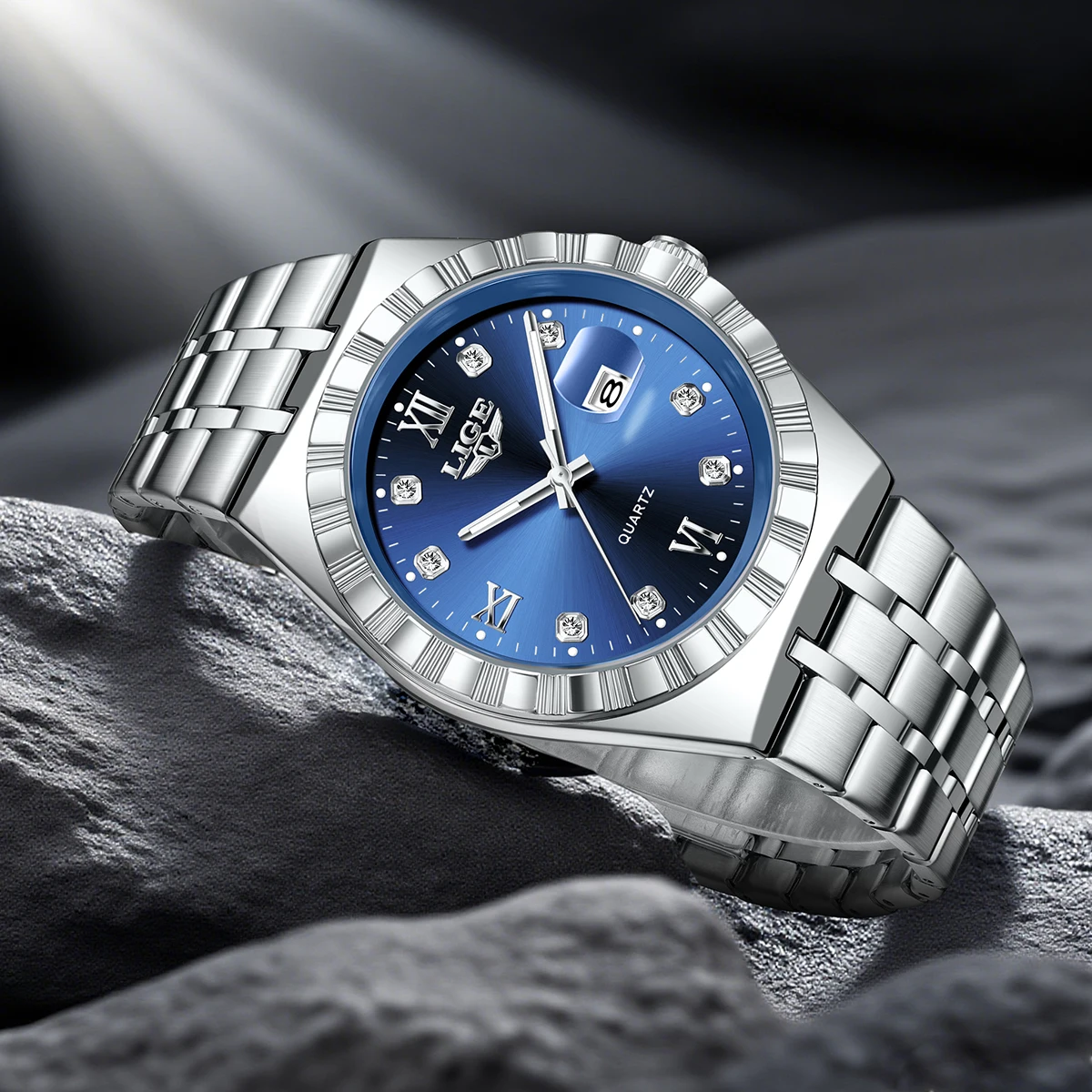 LIGE New Luxury Trendy Men's Watches Waterproof Luminous Stainless Steel Male Watch Date Quartz Business Men Wristwatch+Box Gift