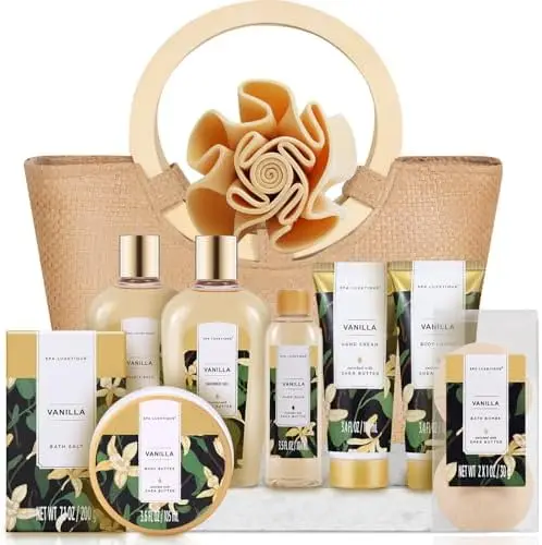 

Luxetique Vanilla Spa Gift Set for Women - Bath & Body Bundle for Mom, Birthday, Mother's Day