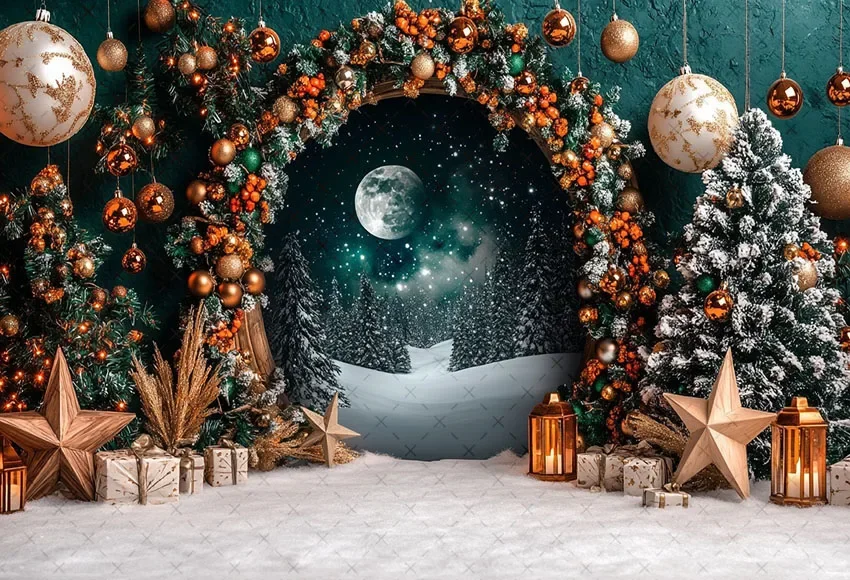 Mehofond Photography Background Winter Christmas Wooden Door Forest Xmas Tree Kids Family Portrait Decor Backdrop Photo Studio