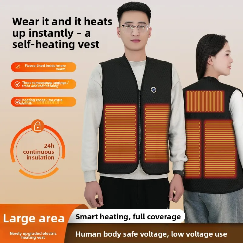 Heated Vest USB Electric Heating Vest 5 Heating Zones 3 Temperature Control Washable Warm Graphene Heating Waistcoat For