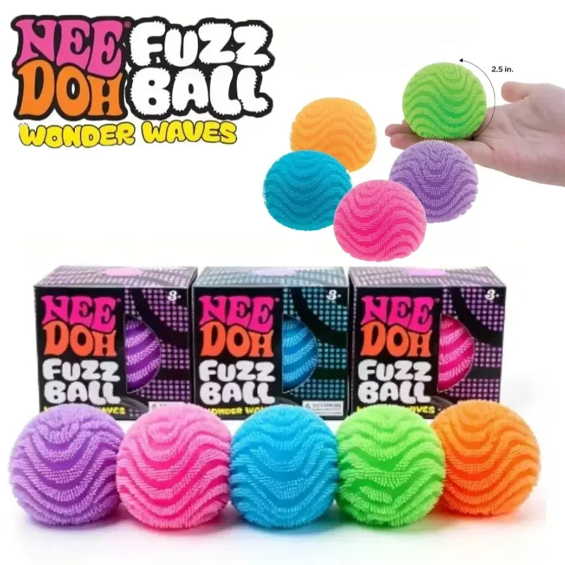 NeeDoh Fuzz Ball Wonder Waves Sensory Squeeze Toy Squishy Toy Textured Stress Relief Fidget Ball for Adults Toy