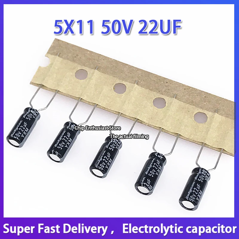 10 pces 5x11 50v 22uf novo rubycon importado capacitor eletrolítico 50v22uf 5*11 rubi yxm de alta frequência e longa vida