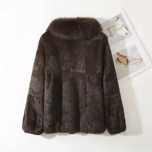 Real Rex Rabbit Skin Coat of Women Fall Winter Short Jacket Hot New Fashion Fashion Color of Elegant Fox Women's Hot Oterwear 8 Main Sales Casaco Skin Legitimate Rabbit - №3