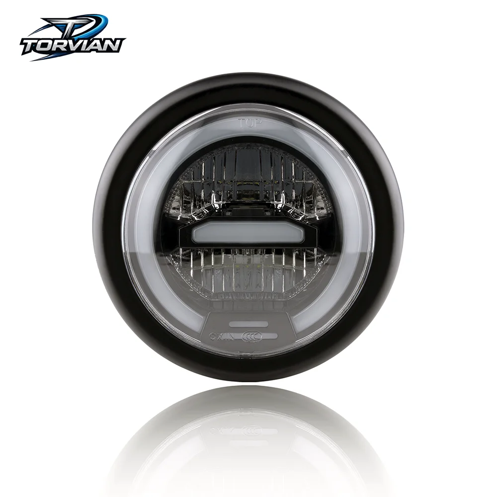Torvian 6.5 Inch Universal Motorcycle LED Headlight Round Front Lamp High Low Beam DRL Waterproof Cafe Racer Retro Refit