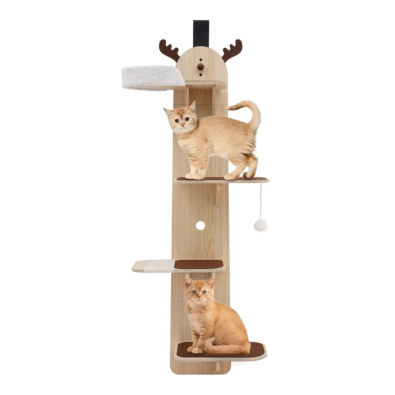 Door Hanging Cat Tree,4-Tier Door Mounted Cat Climbing Frame,Cats Tree Hanger Mounted Cats Shelves,Wooden Cat