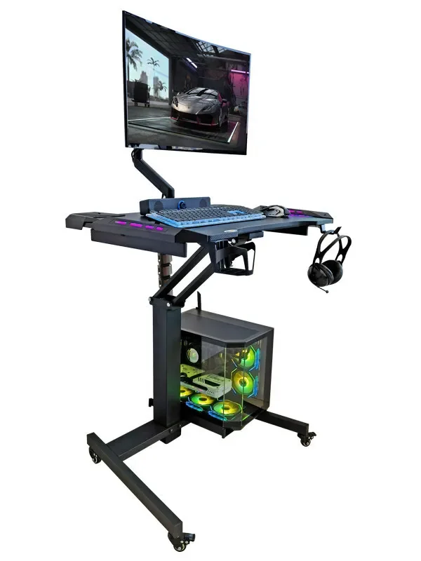 Mobile lifting e-sports table, space capsule, computer table, lifting desk, pneumatic lifting, mobile, convenient